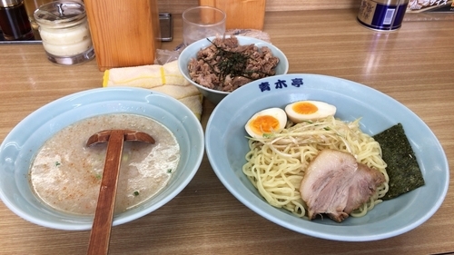 「小ラーメン塩 つけ麺仕様+チャー丼」@ラーメン青木亭 八潮店の写真