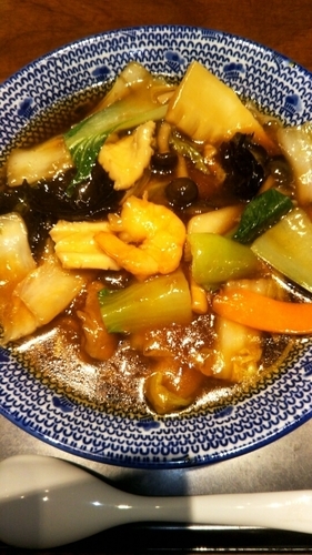 「ランチセットメニュー）五目湯麺＋ミニ炒飯セット1112円＋税」@西安餃子 川崎ラゾーナ店の写真