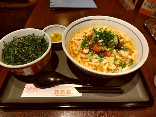 「担々麺得セット(冷やし担々麺＋ミニしそご飯)970円」@若鯱家 熊谷駅店の写真