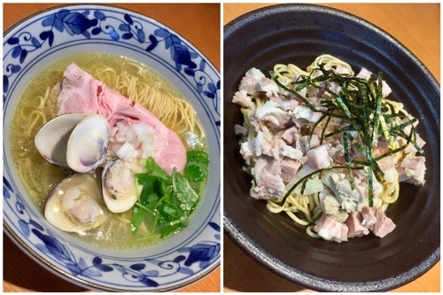 「鶏とハマグリの中華そば￥850＋カニの和え玉￥250」@㐂九八 ～garage～の写真