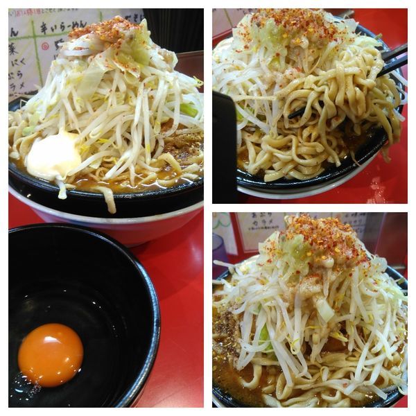 「辛いラーメン大７００g＋マヨネーズ＋生卵」@麺屋 桐龍の写真