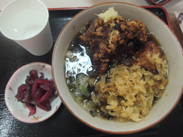 「唐揚げのっけネギショウガそば786円(柏ランパス8で540円」@たけやの写真