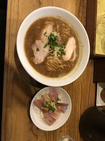 「R15 オトナのスパイシー味噌中華そば 850円 + アジ刺身ご」@麺屋KABOちゃんの写真