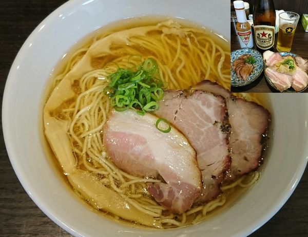 「塩ラーメン￥680＋ビンビール￥500＋チャーシュー￥250」@かしわぎの写真