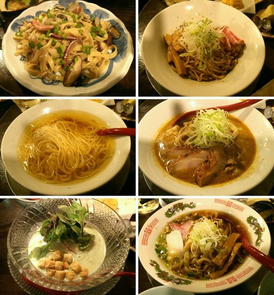 「甲斐軍鶏の油そば・自家製鮎の焼き干しラーメンなど計6種」@立ち呑み居酒屋 金町製麺の写真