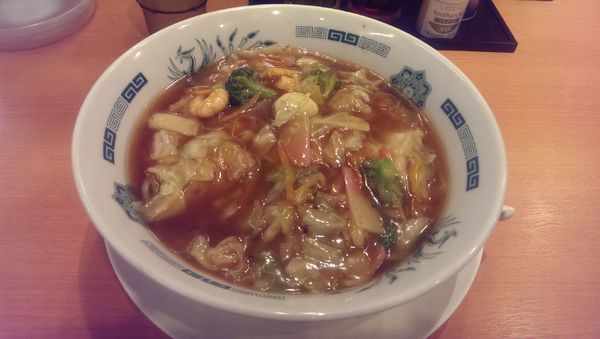 「五目あんかけラーメン、大盛」@日高屋 柿生駅前店の写真