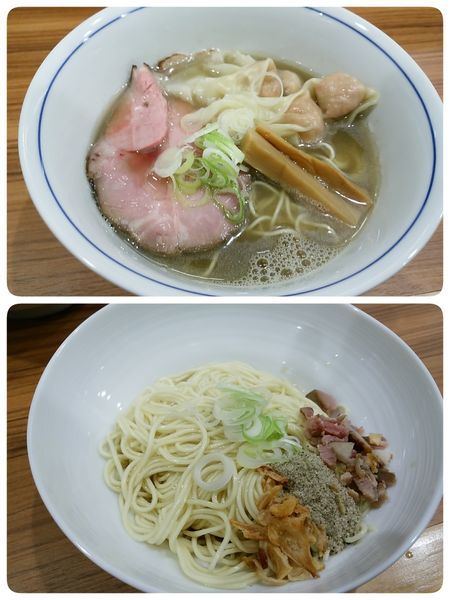 「ワンタン中華そば、味付き替え玉」@中華そば 西川の写真