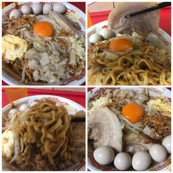 「辛まぜそば 豚2枚 800円 辛さ2倍全マシ うずら90円」@らーめん 武丸の写真