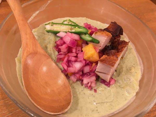 「冷やしグリーンカレー麺 1000円 豆ごはん 50円」@鶏ポタラーメン THANK お茶の水の写真