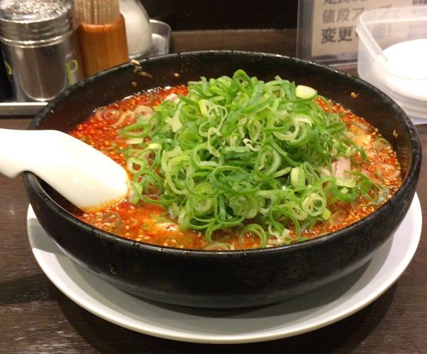 「赤味噌ラーメン ネギ増し」@来来亭 千葉花見川店の写真