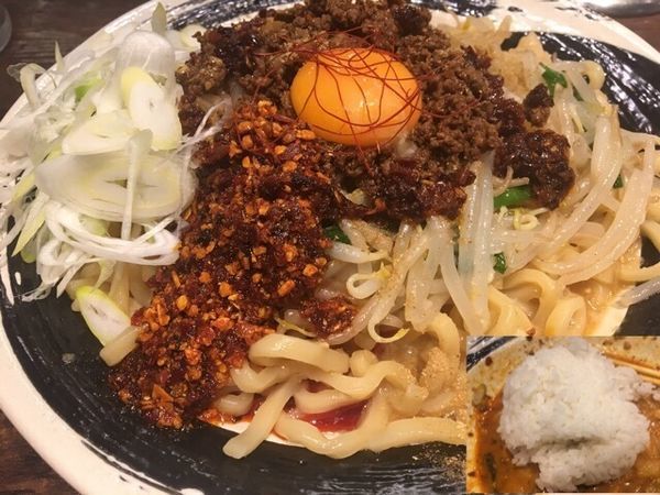 「【9月限定】坦々まぜそば900円、追い飯100円」@つけめんTETSU 壱の木戸 水戸店の写真