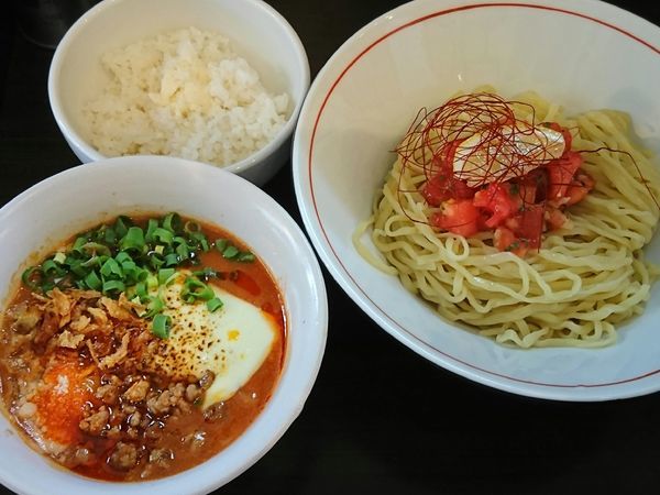 「【限定】トマト担々つけ麺￥900＋追い飯￥50＝￥950」@麺 ひばりの写真