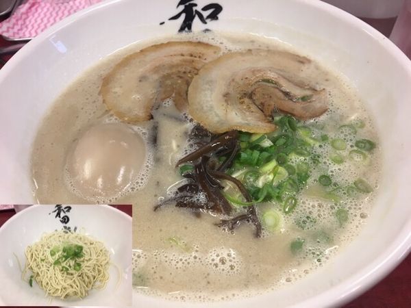 「あぐー豚らーめん700円、大分蘭王煮たまご110円」@和田党 広島駅前の写真