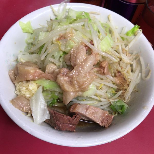 「汁なし（カラメ以外全マシ）650円」@ラーメン二郎 環七一之江店の写真