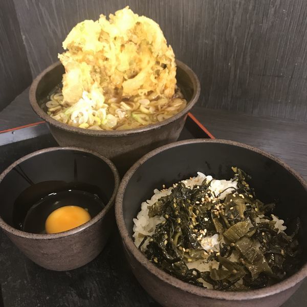 「朝定食B（￥360）＋かき揚げ（クーポン）」@ゆで太郎 大井町店の写真