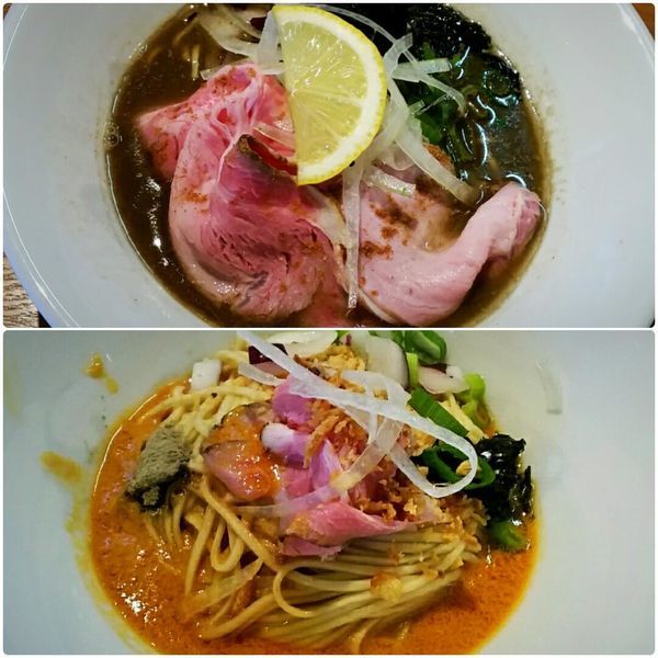 「印風烏賊煮干そば850円+鮟肝大蒜替玉400円」@中華そば 先崎の写真