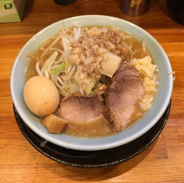 「ラーメン（麺半分・脂・ニンニク少し￥650）」@ラーメン盛太郎の写真