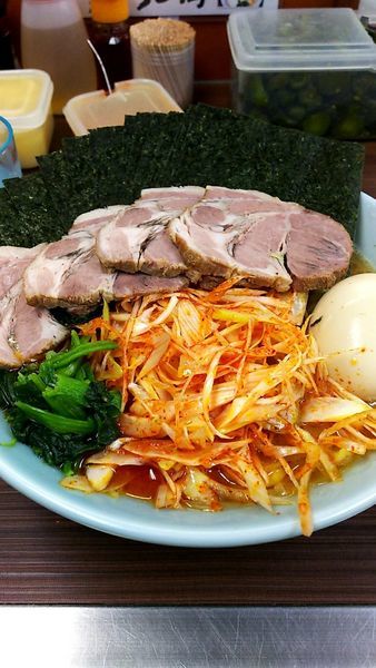 「のり玉ちゃーしゅー麺(中盛) 辛ネギ 海苔」@横浜家系らーめん 武蔵家 川口店の写真