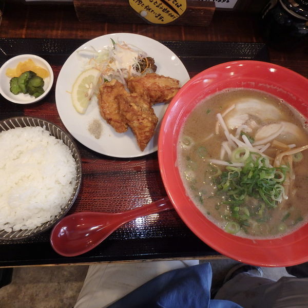 「宇部ラーメン(690円)、唐揚げセット(+300円)」@厚南食堂の写真