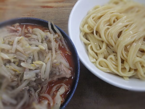 「【昼の部】極辛味噌野菜つけめん(平打麺)」@ラーメン ひかりの写真