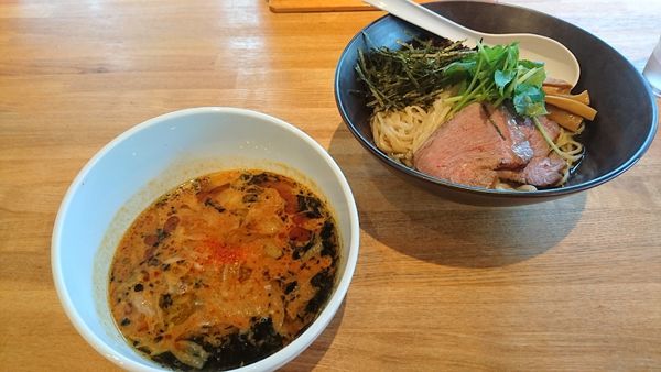 「【限定】秋のつけそば楓(麺少なめ)」@湖麺屋 Reel Cafeの写真
