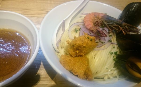 「シーフードカレーつけ麺（８０食限定）＋大盛り」@らーめん 改の写真