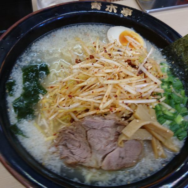 「辛ネギラーメン中盛（塩）950　※麺ヤワメ」@ラーメン青木亭 野田店の写真