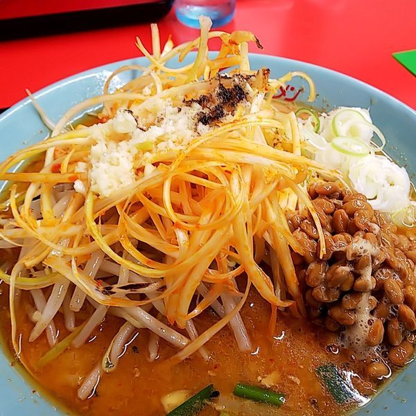 「ネギ味噌ラーメン（ニンニク多め）＋納豆」@くるまやラーメン 東村山店の写真