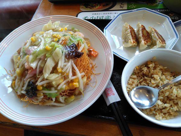 「野菜タップリ皿うどん(Dセット)」@長崎ちゃんぽん リンガーハット 栃木小山店の写真