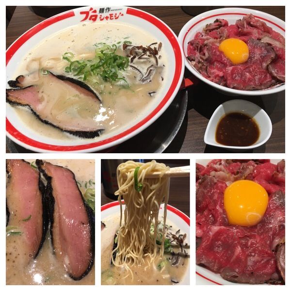 「鴨白湯ソバ 700円＋あがの姫牛のローストビーフ丼 350円」@麺作 ブタシャモジの写真