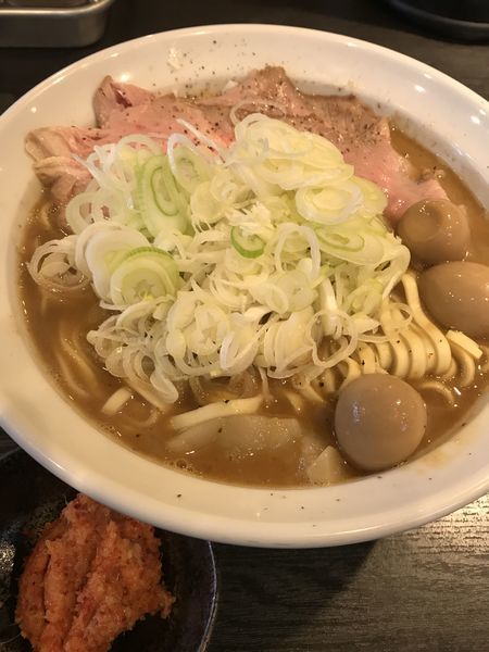 「牛脂味噌蕎麦　ネギ増し　ウズラ」@弘明寺丿貫の写真