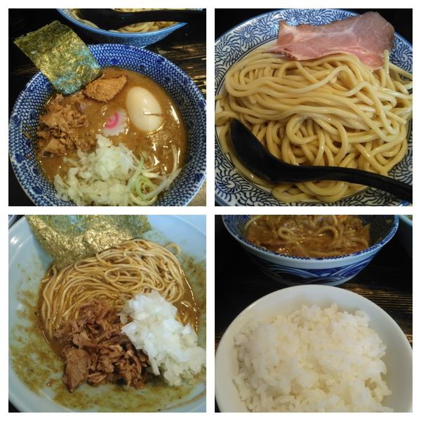 「つけめん大盛り＋和え麺（カレー）＋ライス」@狼煙 〜NOROSHI〜の写真