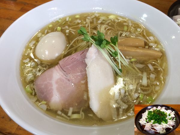「味玉中華そば塩（880円）＋鶏辛マヨ丼（300円）」@麺屋 むじゃきの写真