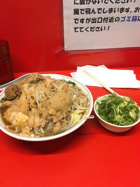 「控えめニンニクアブラ 九条ねぎ」@ラーメン二郎 京都店の写真