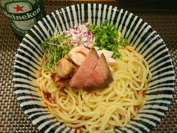 「【限定】蟹のまぜそば￥950＋Heineken￥500」@麺処 一龍庵 池袋本店の写真