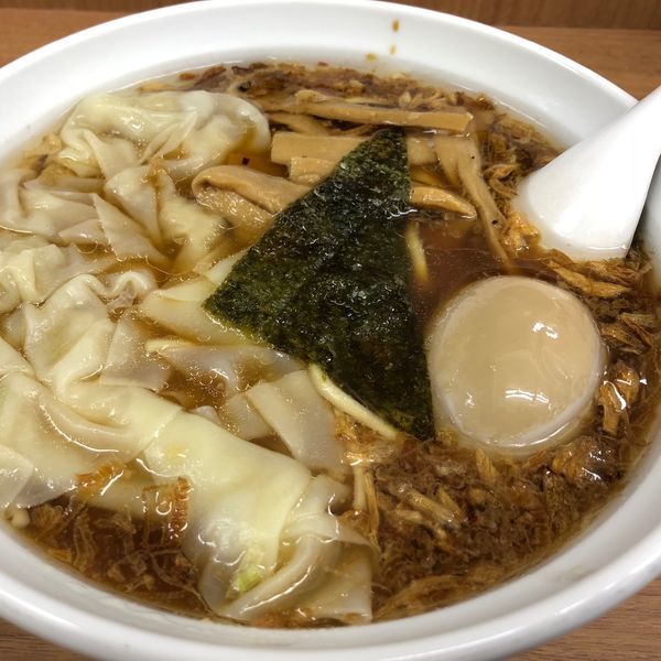 「揚げねぎ味玉そば ¥780 ワンタン ¥200」@中華そば・つけめん 甲斐 高円寺店の写真