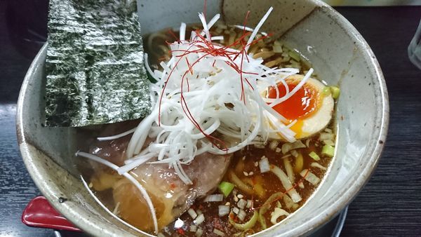 「辛そば 太麺 850円」@麺屋 番の写真