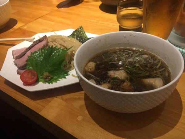 「つけ麺 姫路 ホルモントッピング 温」@姫路麺哲の写真