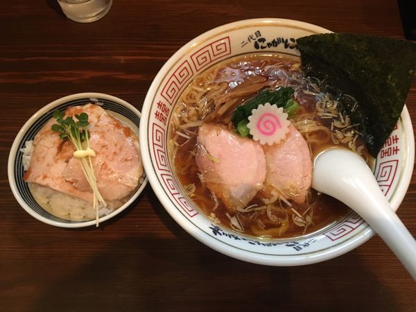 「中華そば＋豚ロース飯／¥720＋220」@二代目 にゃがにゃが亭の写真