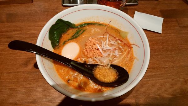 「味玉きのこカレー担々麺＋ライス」@四条富小路 麺屋虎杖 有楽町の写真