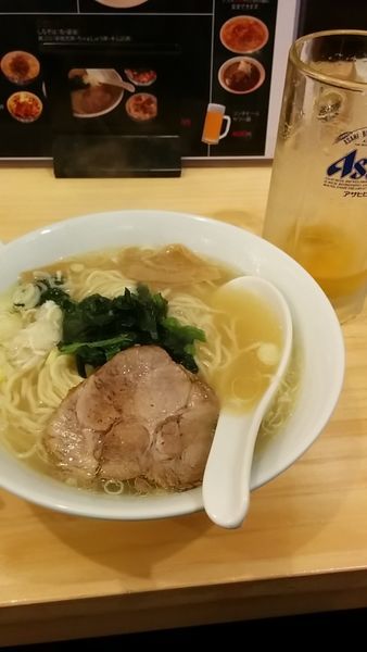「支那そば 塩  生ビール  水餃子」@麺酒場 季の写真