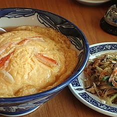 「天津麺750円＋ネギチャーシューのピり辛サラダ680円」@向陽飯店の写真