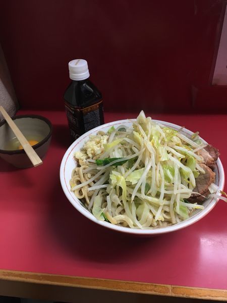 「汁なし大（ヤサイ、ニンニク、カラメ、魚粉）」@ラーメン二郎 環七一之江店の写真