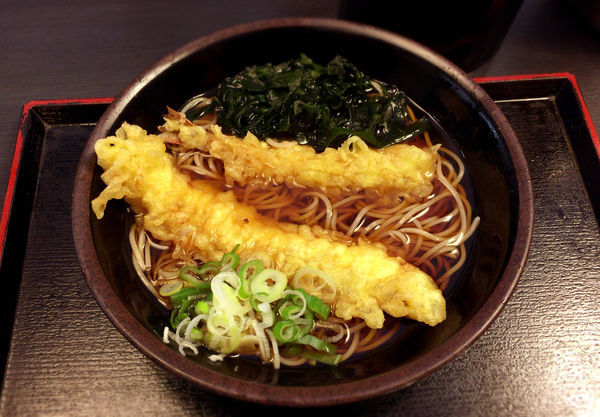 「当店限定メニュー(450円)＋えび天(クーポン)」@ゆで太郎 湊店の写真