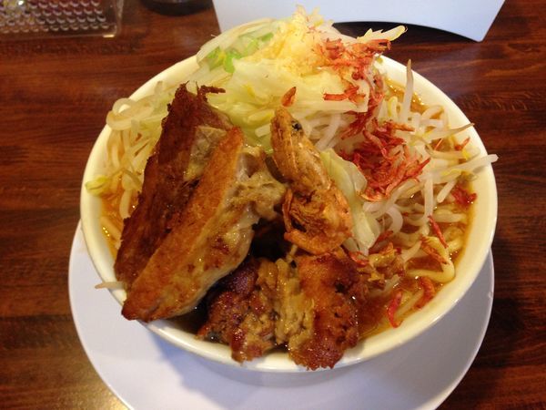 「男気味噌海老三昧（大盛）＋野菜増し」@まるはち 春日井店の写真