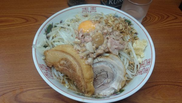 「小カタメ　汁なし　にんにく脂」@ラーメン二郎 亀戸店の写真