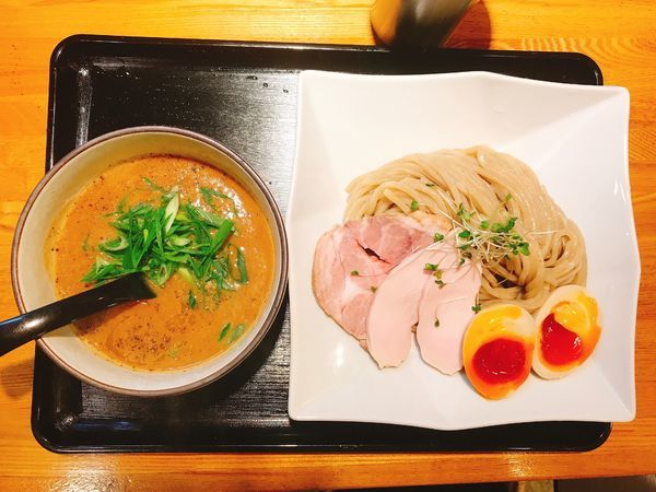 「ベジポタ鶏白湯つけ麺【crema】&龍のたまご味玉」@麺処 飯田家の写真