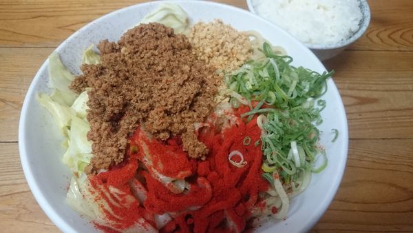 「汁なし担々麺大(900円)+ライス(100円)」@自家製麺 てんかの写真