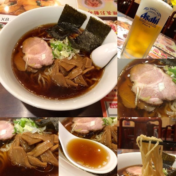 「アサヒスーパードライ＋ラーメン」@中華飯店 福龍門の写真
