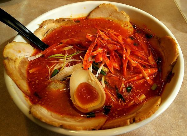 「地獄ラーメン 辛ネギ&チャーシュー」@ラーメンとん太 高道祖店の写真